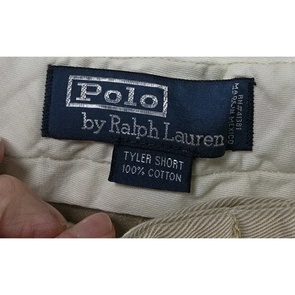 Polo Ralph Lauren Tyler Pleated Chino Shorts BEIGE Men's 50 Vintage Y2K Preppy‎